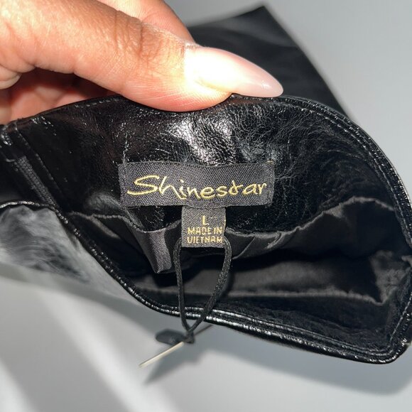 Shinestar Black Faux Leather Mini Skirt | Size Large | NWT - Picture 4 of 6